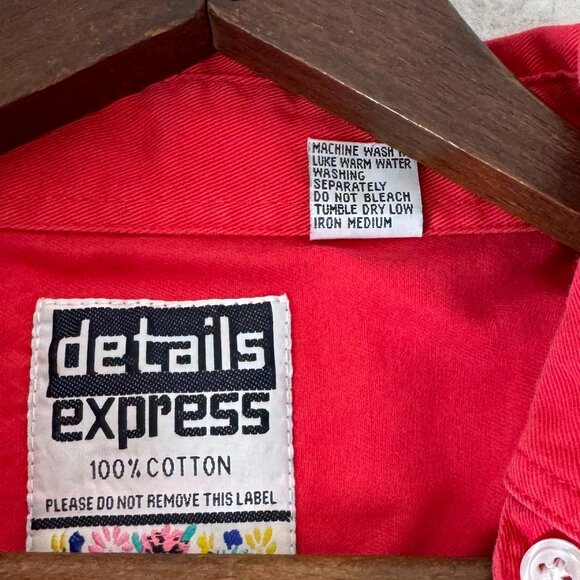 Vintage Details Express Women's Red Button-Down Oversized Shirt - Picture 11 of 11